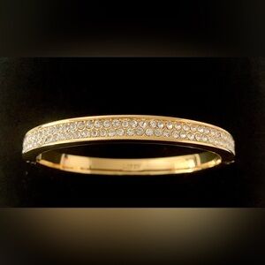 J. Crew gold bangle bracelet with 360 double row of pavé “diamonds”.